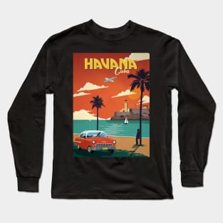 Vintage Travel Poster - Havana Cuba Long Sleeve T-Shirt